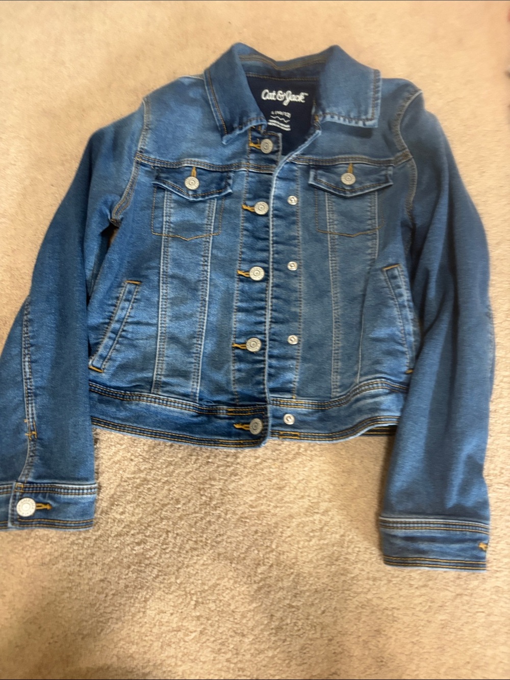 Cat & Jack size large/10-12 Dark Blue Denim Jacket with Button Front